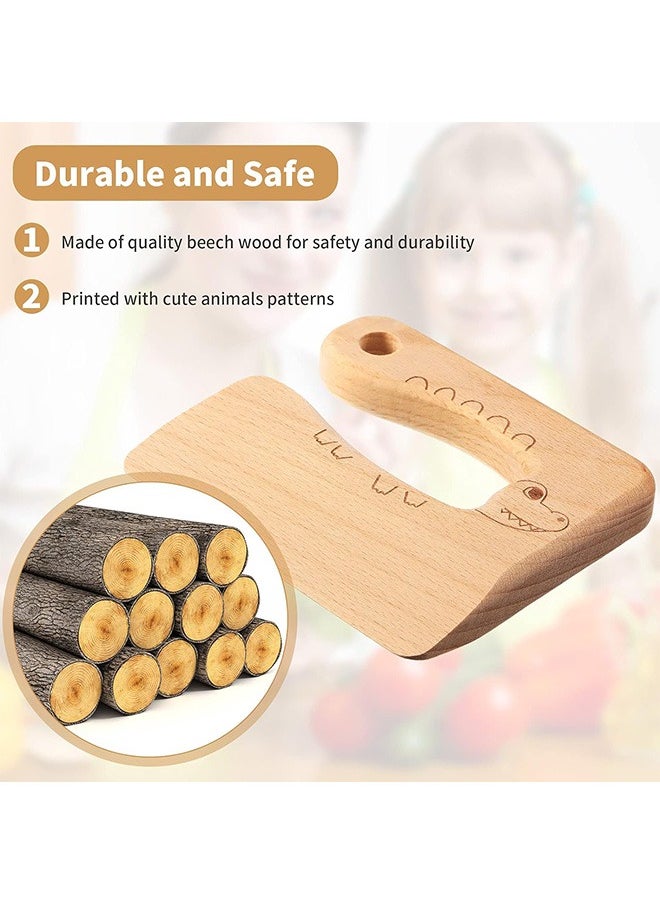 Urit Wooden Kids, Dinosaur Shape Kitchen Toy, Safe Knives for Cooking Tool Wood Puzzle Child Chopper  - Image 4
