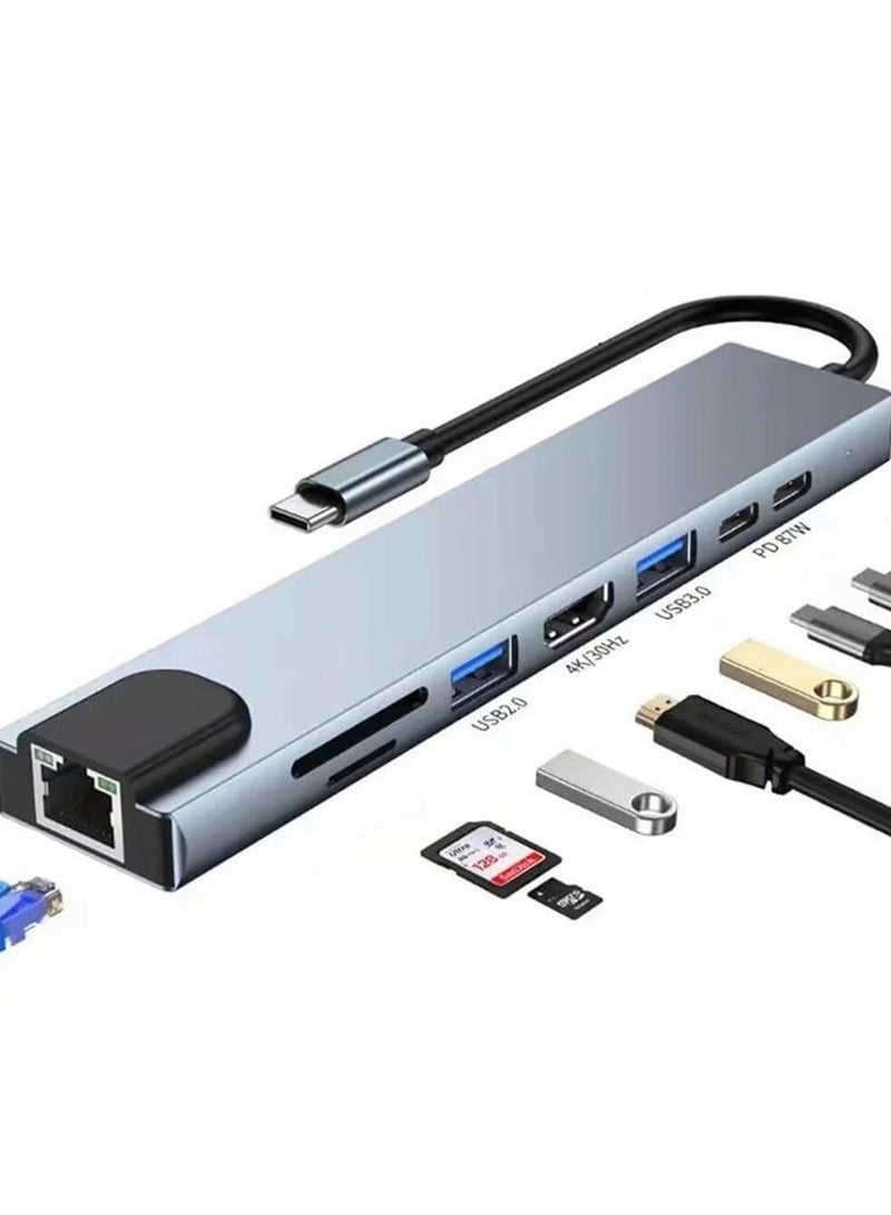 ELTRAZONE 8-in-1 USB C Hub Docking Station – Type C Hub with HDMI 4K@60Hz, Ethernet, and Power Delivery - Image 1