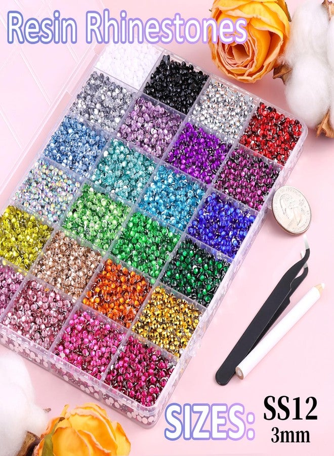 TINKRSTUFF 24000Pcs Resin Rhinestones for Crafting with Tweezers, Multicolor 3mm Bedazzling Crystal with 3Pcs 10ml B7000 Jewelry Glue for DIY Crafts Clothing Tumblers Shoes Fabric Nail Art - Image 2