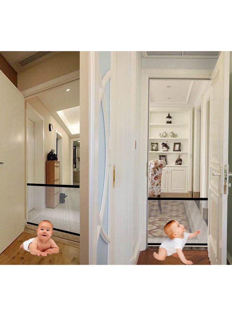 شبكة حاجز أمان للأطفال المحمولة ، مناسبة للأطفال الأليفة ، درج منزلي قابل للسحب ، شبكة أمان إطار الباب - Image 4