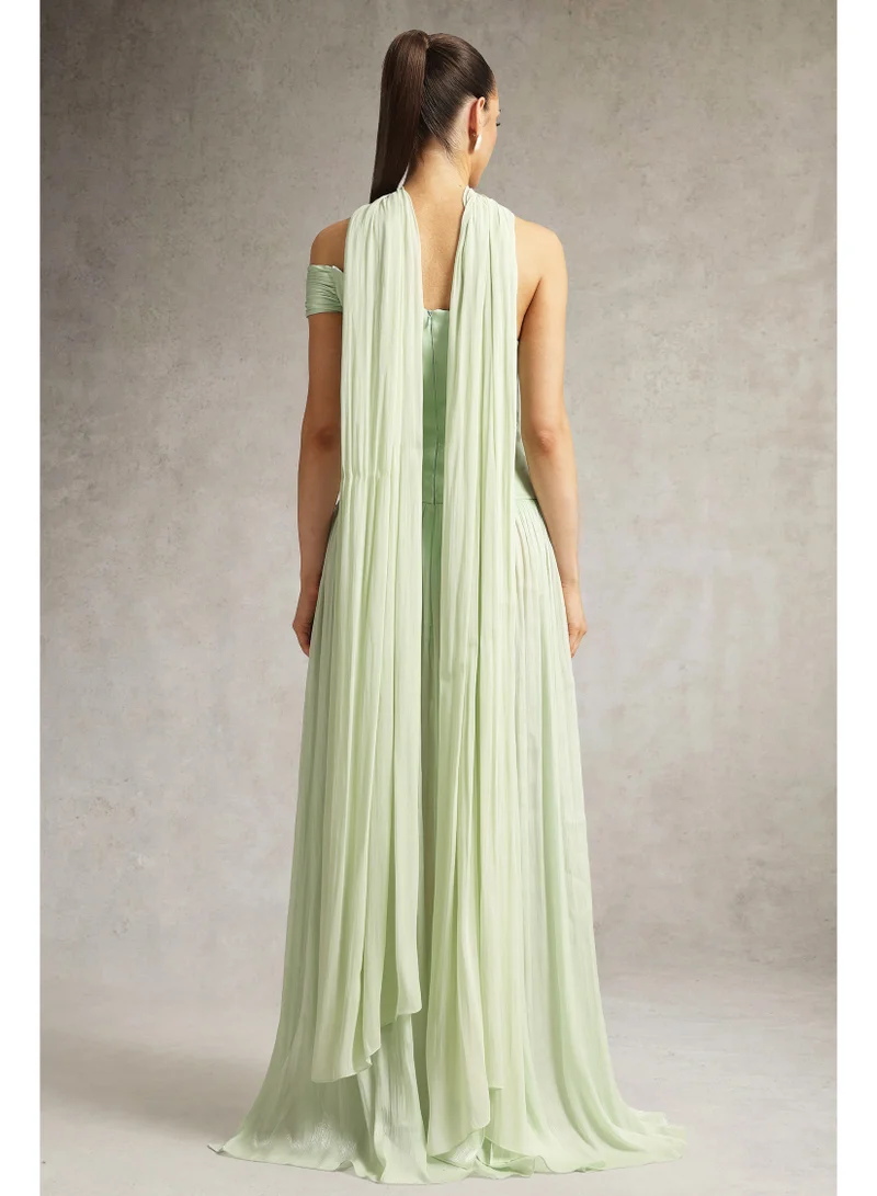 Bella Barnett  Mellies One Shoulder Floral Ruched High Slit Maxi Dress for Women | Best Price UAE