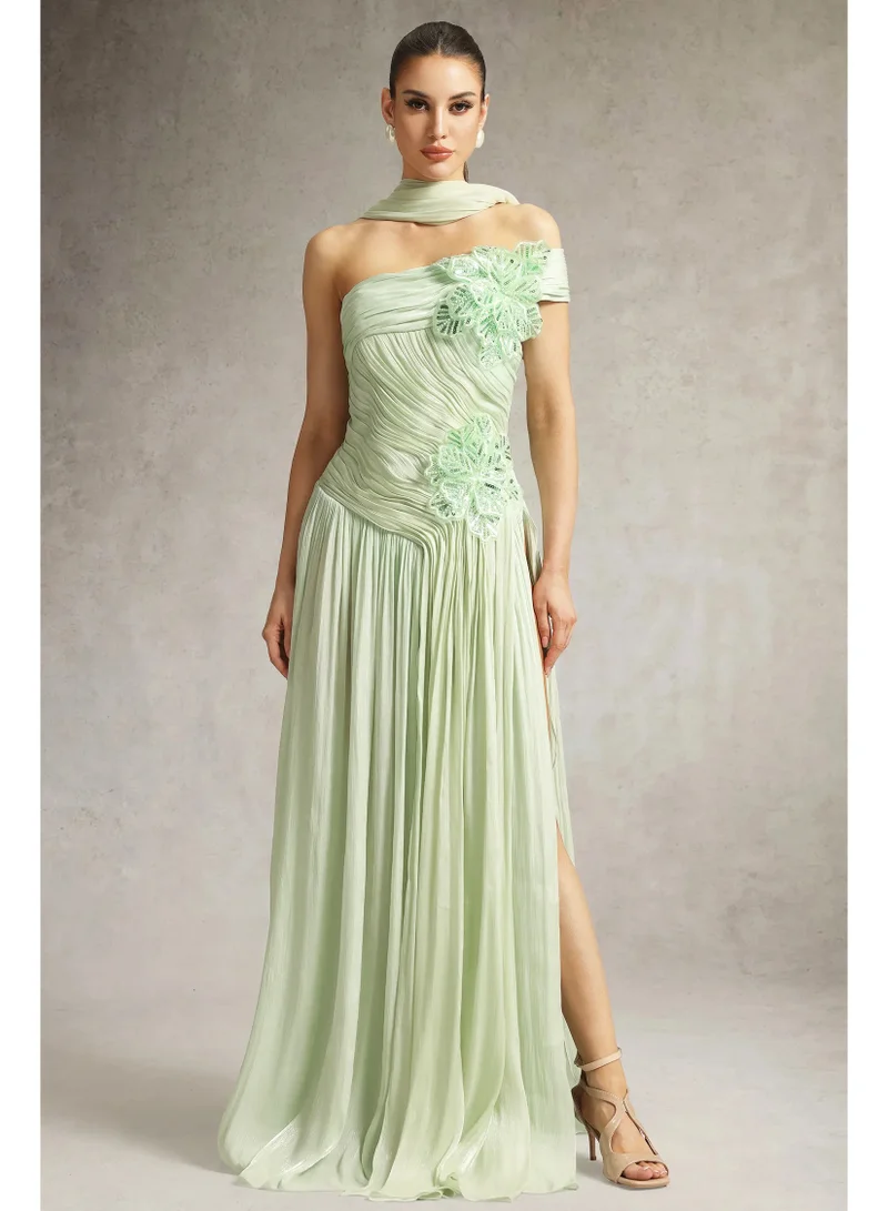 Bella Barnett  Mellies One Shoulder Floral Ruched High Slit Maxi Dress for Women | Best Price UAE