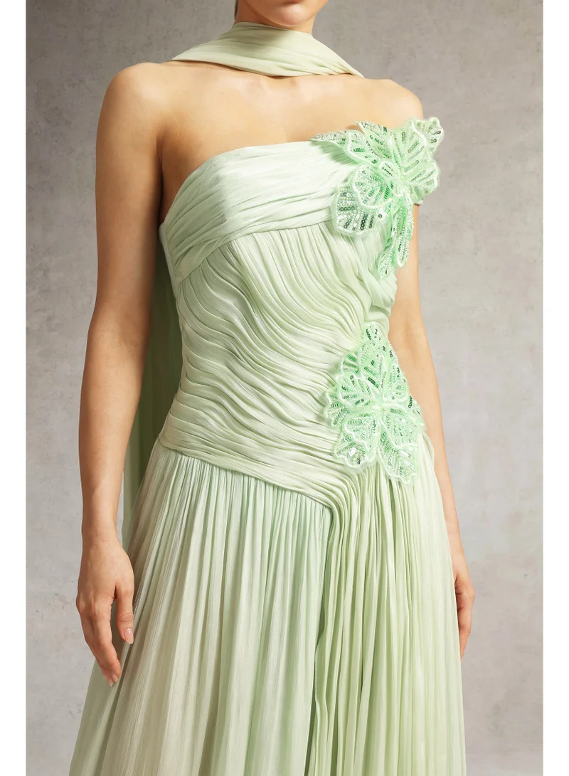 Bella Barnett  Mellies One Shoulder Floral Ruched High Slit Maxi Dress for Women | Best Price UAE