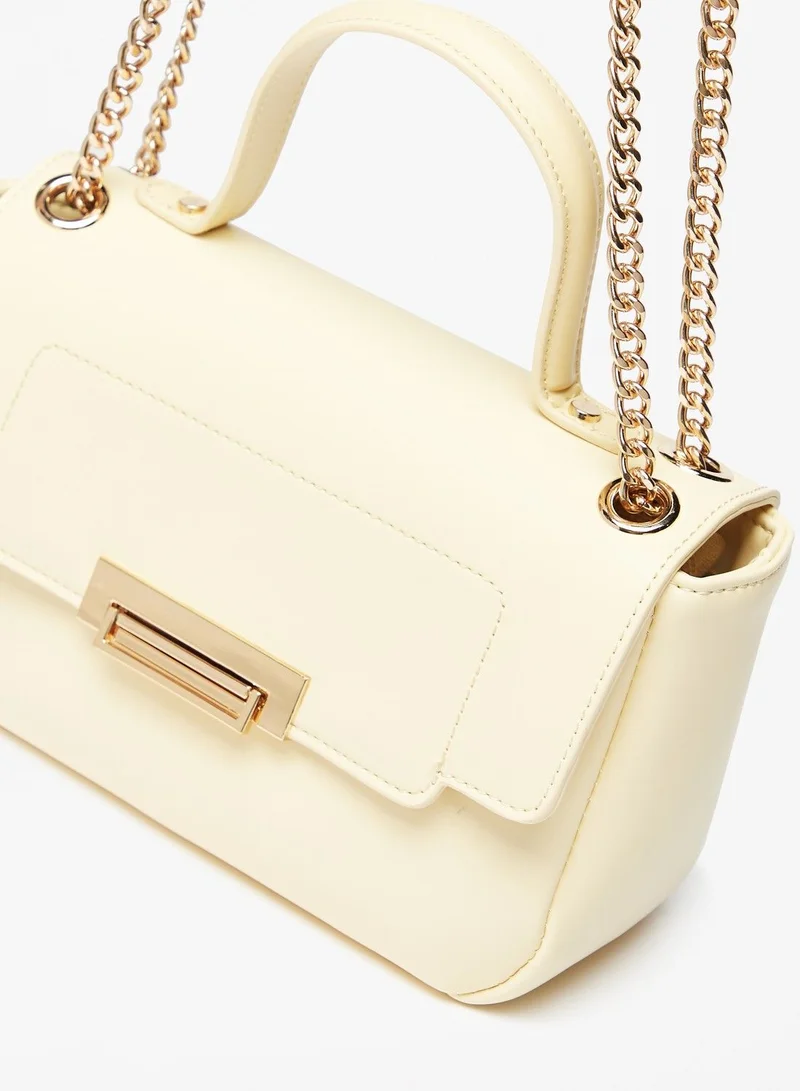 Flora Bella By Shoexpress Womens Solid Satchel Bag with Flap Closure