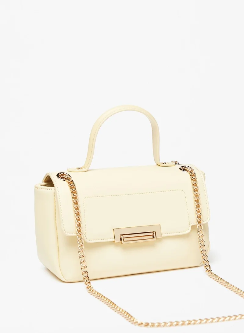 Flora Bella By Shoexpress Womens Solid Satchel Bag with Flap Closure