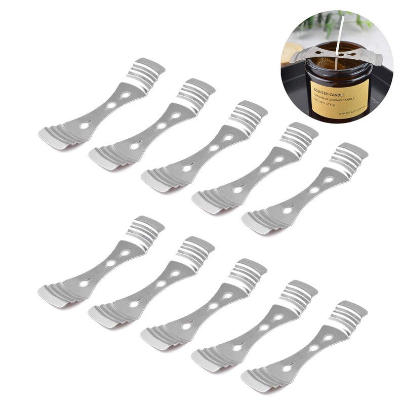 DINGPAI 20pcs Metal Candle Wick Centering Devices, Silver Stainless Steel Candle Wick Holder for Candle Making - Image 4