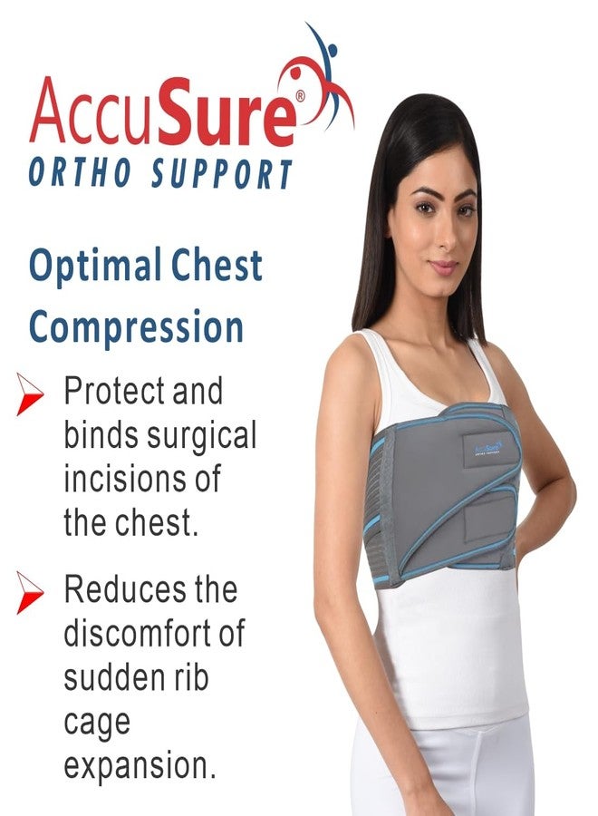 AccuSure Broken Rib Support Brace Unisex - Elastic Chest Wrap Comppression Support Belt - Rehabilitation of Cracked, Fractured, Dislocated Ribs Post-Surgery Aid Plus - Image 3
