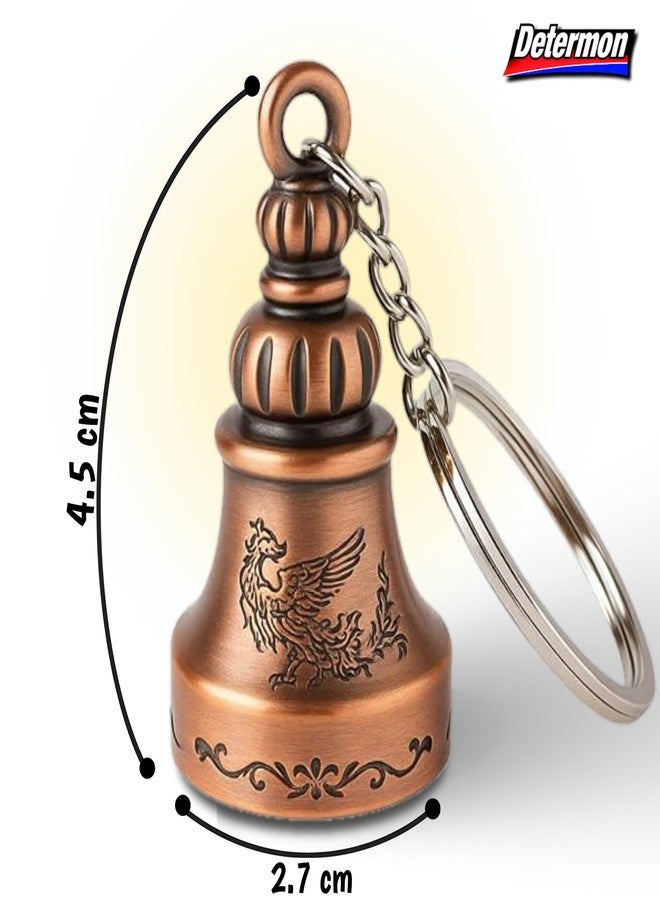 DETERMON Golden/Bronze Bell KeyChain for Bike and Car | Tibetan Good Luck Charm Key Chain (1 Piece) - Image 4