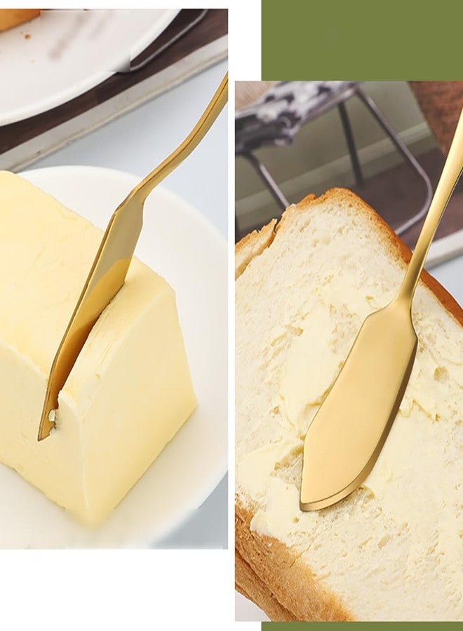 ccHuDE 6 Pcs Stainless Steel Butter Spreaders Cheese Jam Spreaders Butter Spreading Spoons Kitchen Condiment Spreaders Dessert Spatulas Golden - Image 5