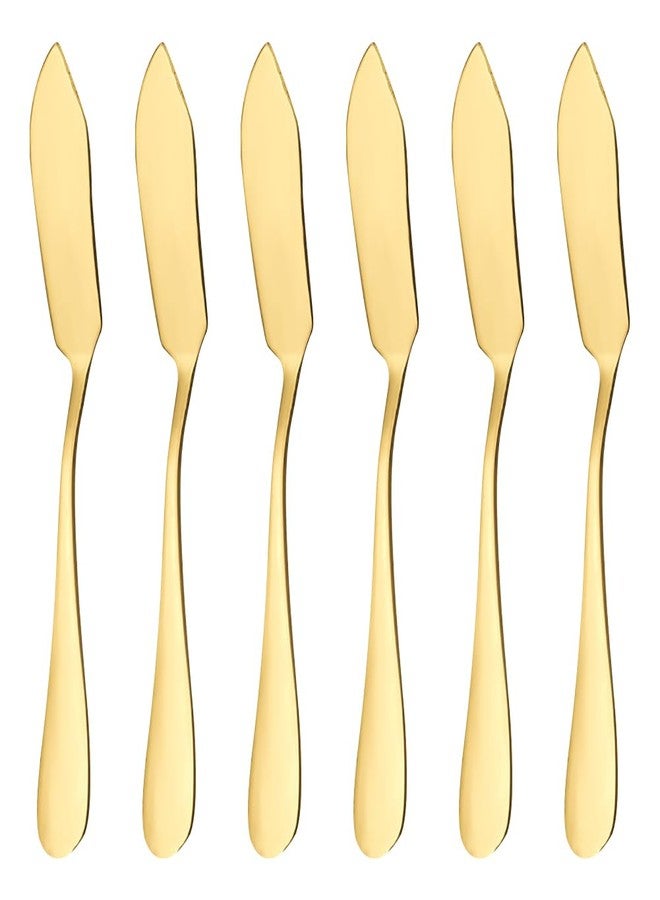 ccHuDE 6 Pcs Stainless Steel Butter Spreaders Cheese Jam Spreaders Butter Spreading Spoons Kitchen Condiment Spreaders Dessert Spatulas Golden - Image 1