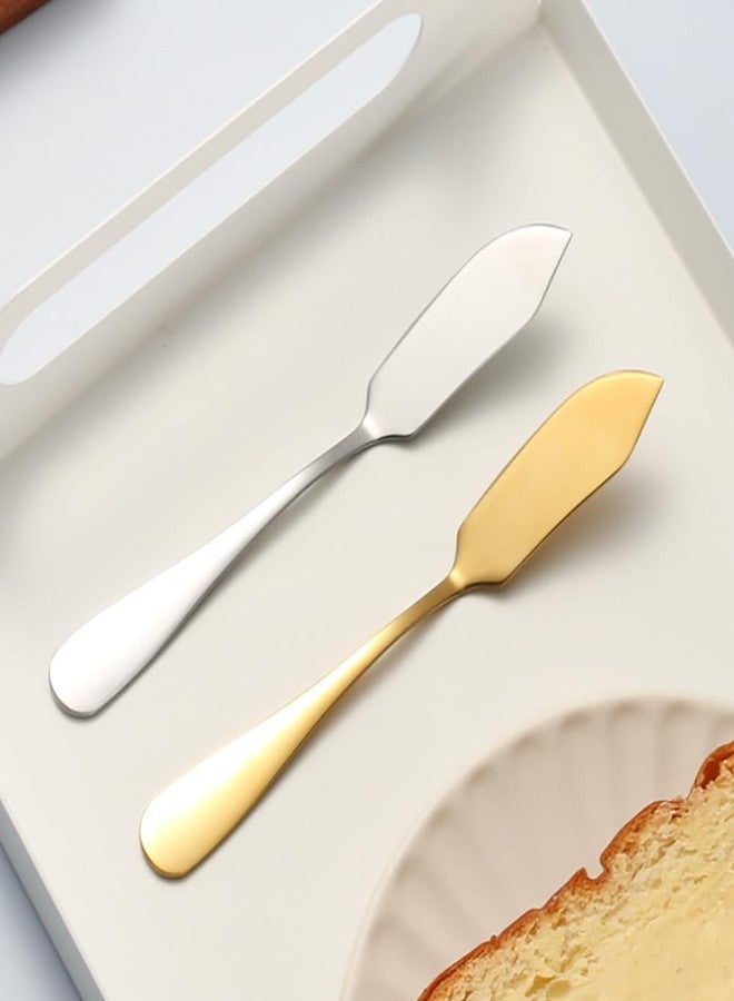 ccHuDE 6 Pcs Stainless Steel Butter Spreaders Cheese Jam Spreaders Butter Spreading Spoons Kitchen Condiment Spreaders Dessert Spatulas Golden - Image 2