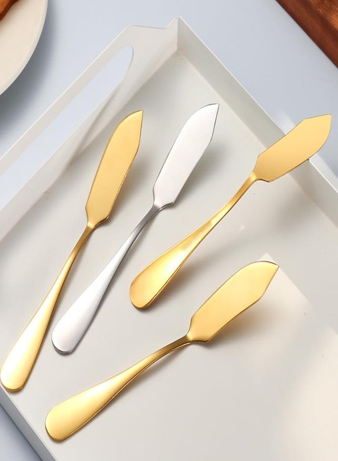 ccHuDE 6 Pcs Stainless Steel Butter Spreaders Cheese Jam Spreaders Butter Spreading Spoons Kitchen Condiment Spreaders Dessert Spatulas Golden - Image 4