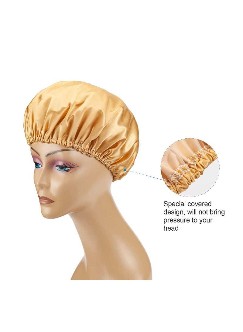 NIBEMINENT Shower Cap Hat EVA Caps Double Waterproof Layers Bathing Hair Protection Reusable for Women Medium Size Ocean Blue Light Purple Gold Rose Red - Image 4