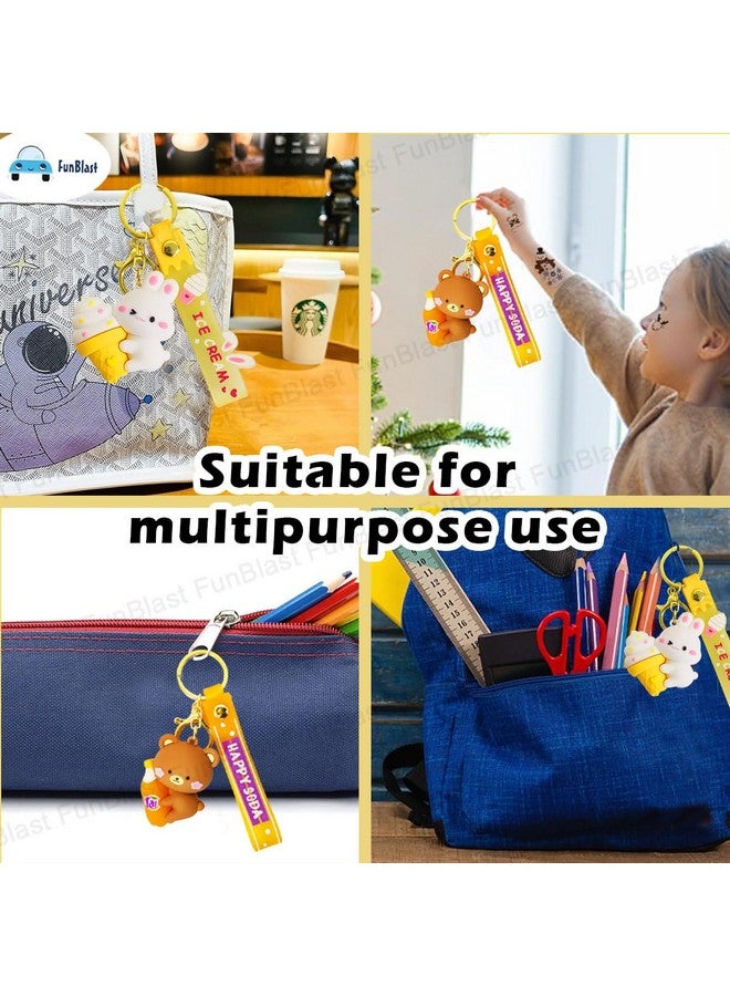 FunBlast Silicone Key Ring/Key Chain for Girls, 3D Rubber Key Chain, Rabbit & Bear Key Chain for Bag/Door Key, Kawaii Key Rings, Stylish Key-Ring, Bike Key Ring, Car Key Ring - Image 2