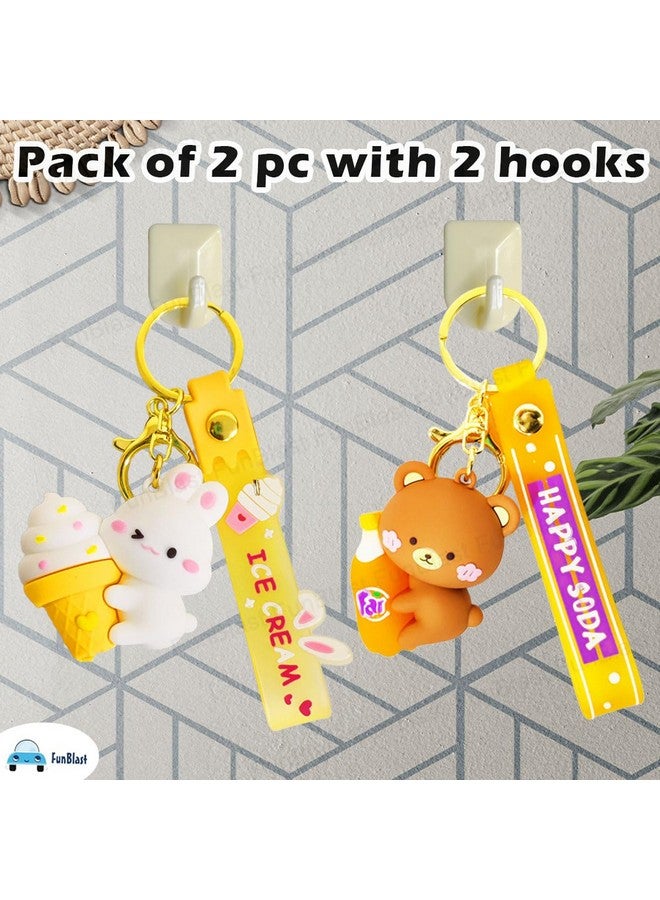 FunBlast Silicone Key Ring/Key Chain for Girls, 3D Rubber Key Chain, Rabbit & Bear Key Chain for Bag/Door Key, Kawaii Key Rings, Stylish Key-Ring, Bike Key Ring, Car Key Ring - Image 5