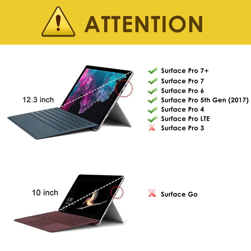 MoKo Case Fit Microsoft Surface Pro 7 / Pro 6 / Pro 5 / Pro 2017 / Pro 4 / Pro LTE, All-in-One Protective Rugged Cover Case with Pen Holder, Hand Strap, Compatible with Type Cover Keyboard, Black - Image 2