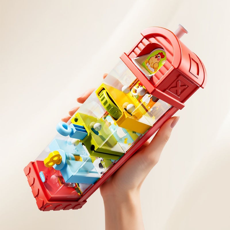 Farm Egg Drop Toy Activity Cube Educational Learning Toy With 5 Fine Motor Activities Busy Board Sensory Cause Effect Travel Birthday For Boys Girls Red - Image 4