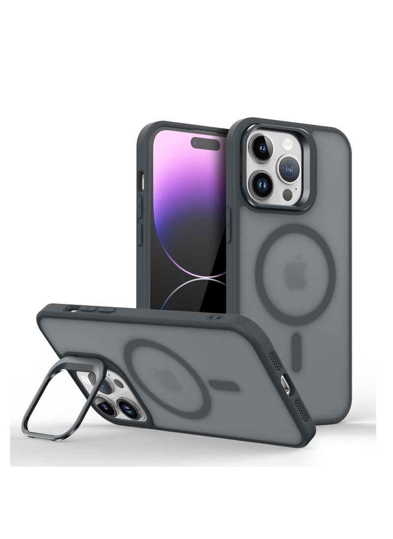 Aookay - Case for iPhone 15 Pro Max Compatible with MagSafe, Built-in Invisible Camera Stand, Translucent Matte Skin Feeling Protective Phone Cover (Black) - Image 1