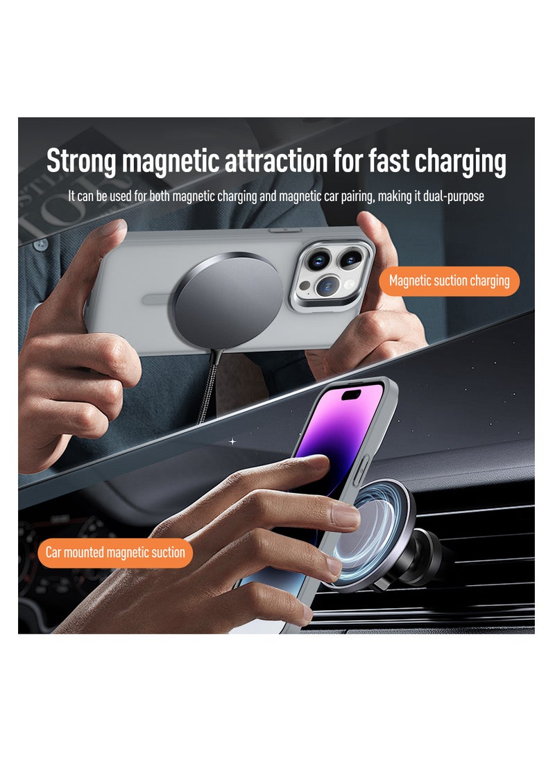 Aookay - Case for iPhone 15 Pro Max Compatible with MagSafe, Built-in Invisible Camera Stand, Translucent Matte Skin Feeling Protective Phone Cover (Black) - Image 1