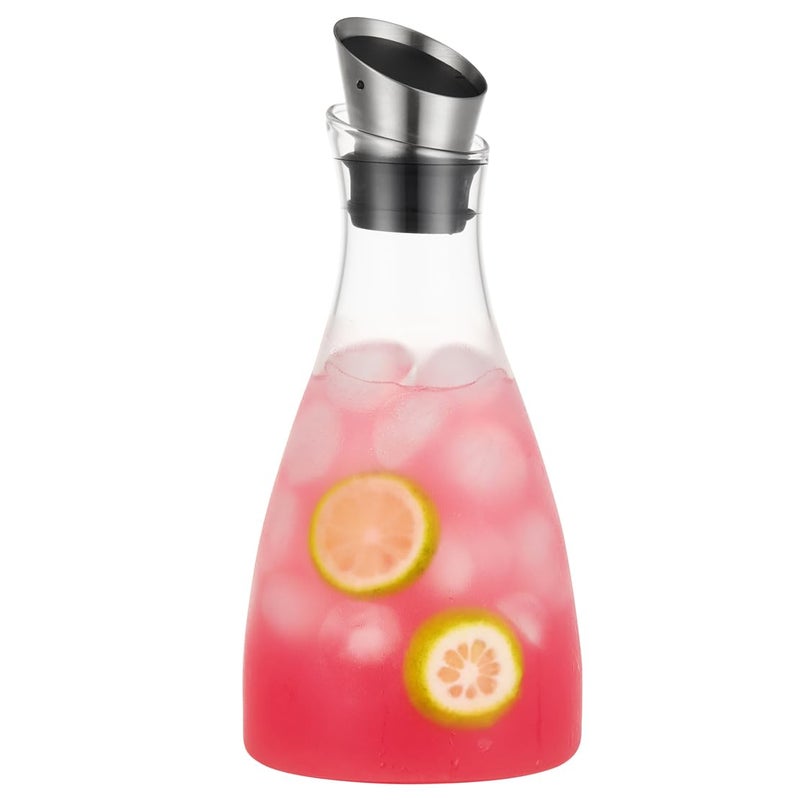 Purefold 40 Ounce Glass Carafe with Stainless Steel Lid Ice Tea Pitcher Juice jar Tea  Coffee Maker Perfect Drinkware for Hot and Cold Water Pitcher