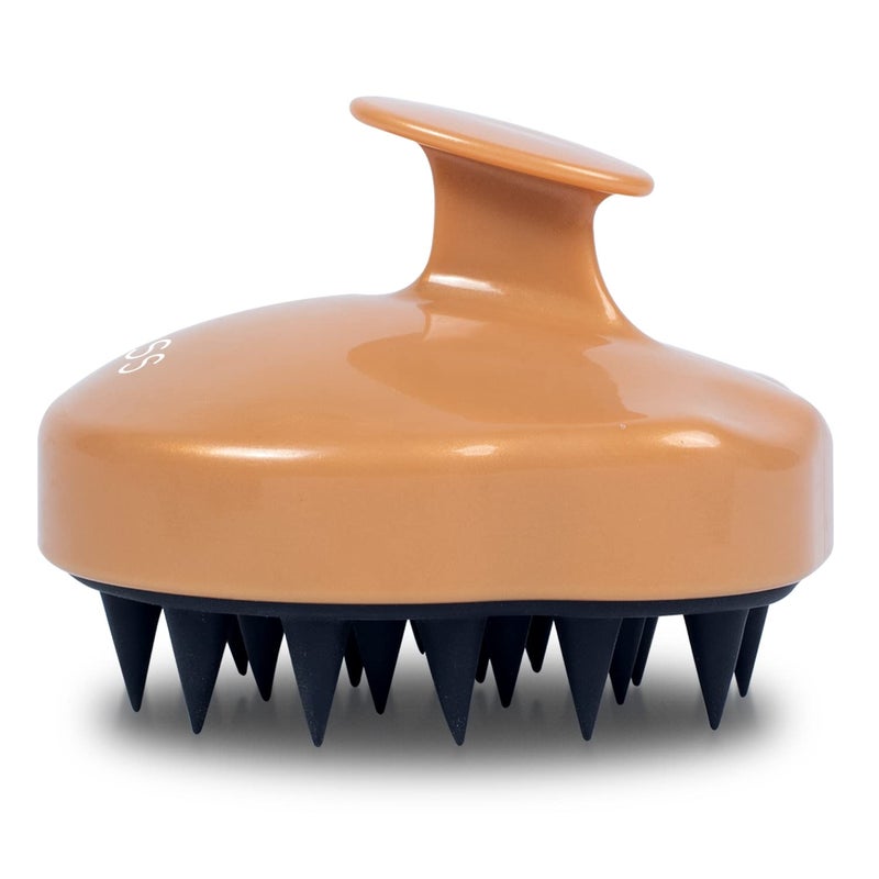 ROSS Hair Scalp Manual Massager Shampoo Brush with Soft Silicone Bristles for Blood Circulation (Gold) - Image 1