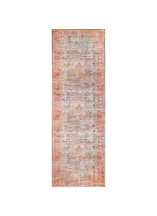 Superior Indoor Runner Rug Unique Rugs For Floor Accent Bedroom Living Dining Room Kitchen Office Entry Rustic Home Decor Huda Collection Ruby Red 2' 6" X 7' 6"  - Image 3