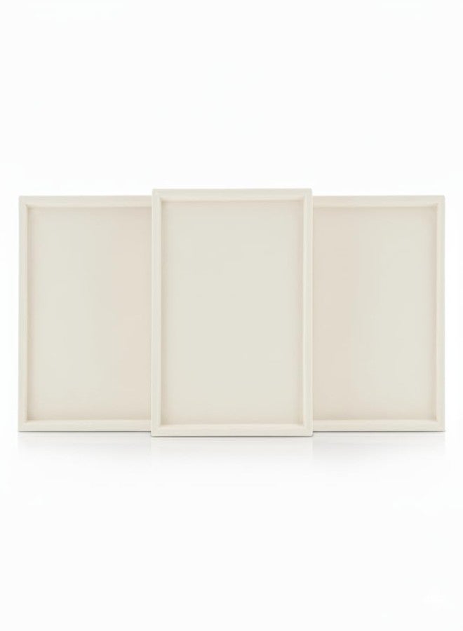 SENTONI Velvet Jewellery Display & Organizer Tray | Pack of 3 | Ivory Cream | Multipurpose Beading Trays for Rings, Earrings, Bracelets, Bangles & Showcase Display (15 x 12 Inch) - Image 1