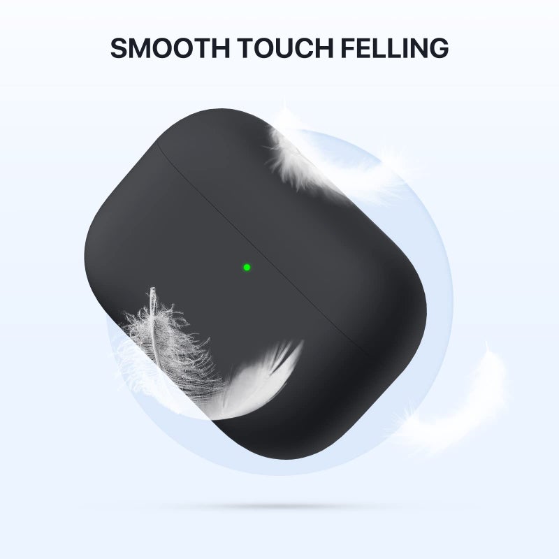 Miracase Designed for AirPods Pro Case (2019),[Three-Layer Upgraded Protection] Soft Skin Friendly Liquid Silicone Case Cover,Black - Image 2