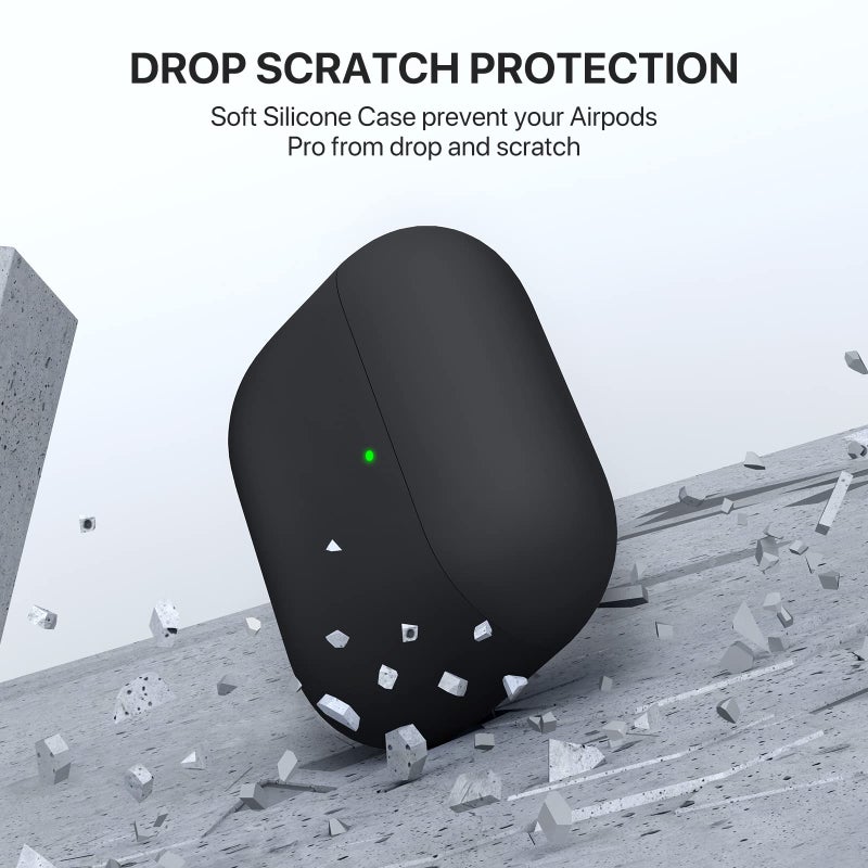 Miracase Designed for AirPods Pro Case (2019),[Three-Layer Upgraded Protection] Soft Skin Friendly Liquid Silicone Case Cover,Black - Image 3