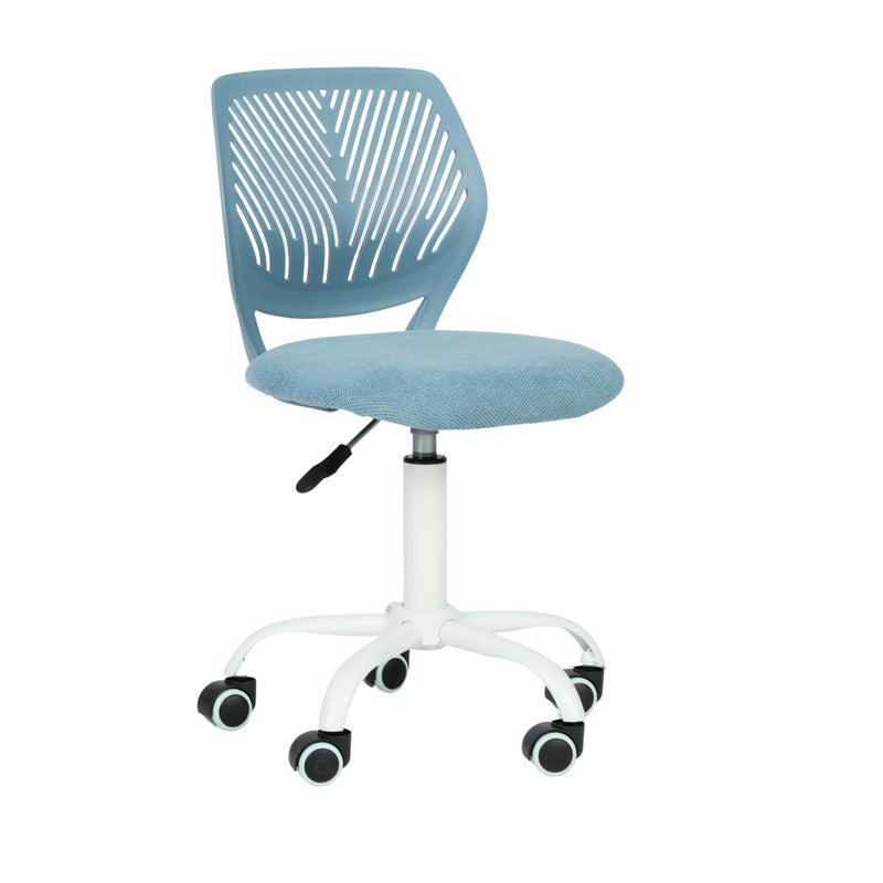 Homy Casa Desk Chair Linen Fabric Seat Ergonomic Swivel Task Chair without Armrest Adjustable Height Office Chair Home Office for Kids Teens Light Blue
