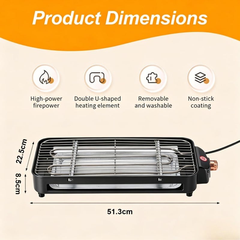 Electric Griddle with Removable Temperature Control, Korean Grill Smokeless, Nonstick Coating, Immersible Flat Top Grill for Burger Eggs Pancake BBQ, Extra Large Cooking Surface - Image 2
