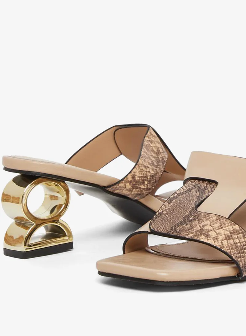 Take Two Women Snake Skin Print Mid-Heel Sandals