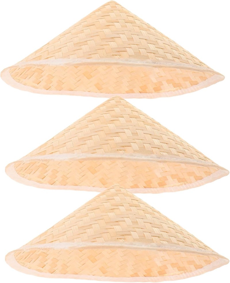 3pcs Asian Cone Hat for DIY Projects - 8" Woven Bamboo Cone Cap - Paintable Vietnamese Rice Hat for Crafts School Classroom Art Activities & Home Wall Art Decor - Image 1