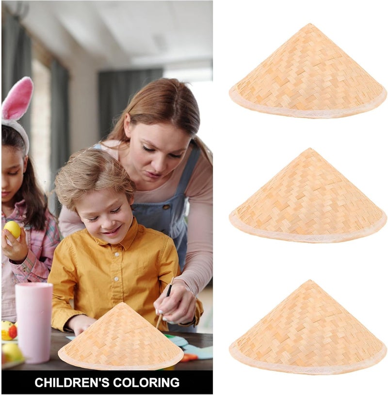 3pcs Asian Cone Hat for DIY Projects - 8" Woven Bamboo Cone Cap - Paintable Vietnamese Rice Hat for Crafts School Classroom Art Activities & Home Wall Art Decor - Image 5