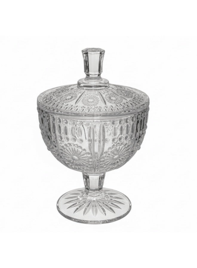 Yesink Clear Glass Sugar Pot with Lid Elegant Kitchen Storage Container for Sugar Spices and Condiments 10 x 9 cm - Image 1