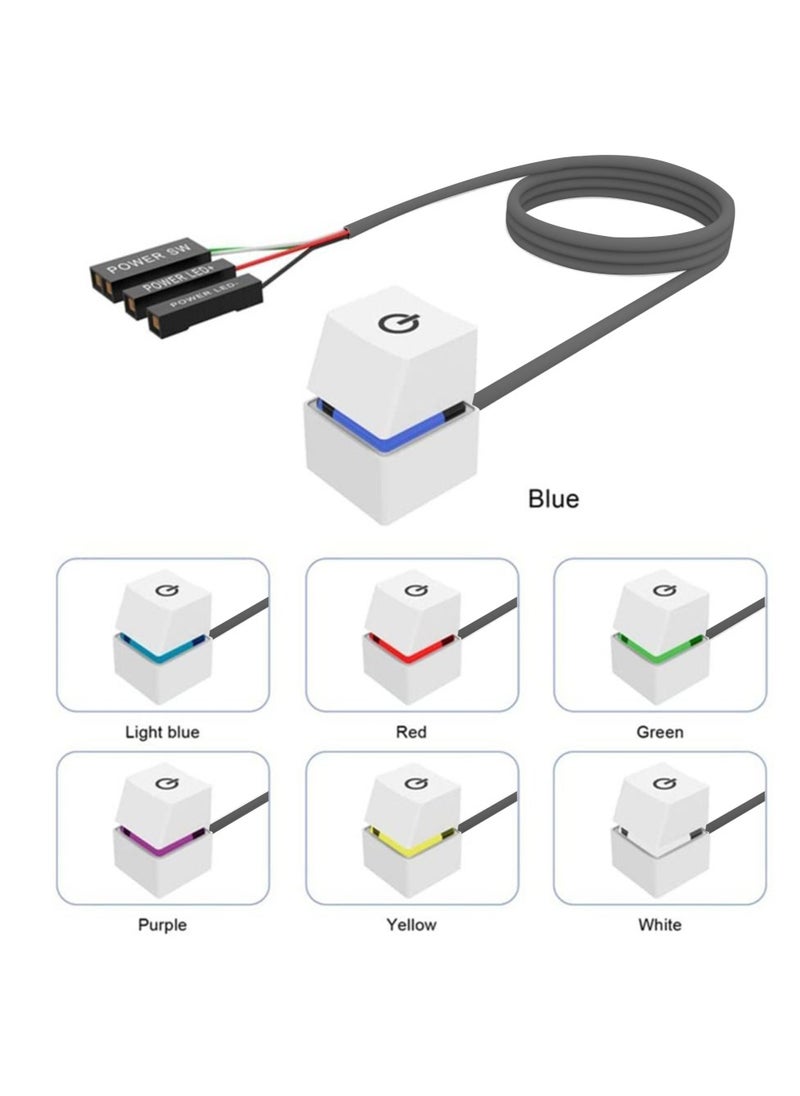 Generic - Computer Desktop Switch 2M Portable LED Lights Computer Desktop Switch PC External Start On Off Button Extension Cable RGB Light - Image 1
