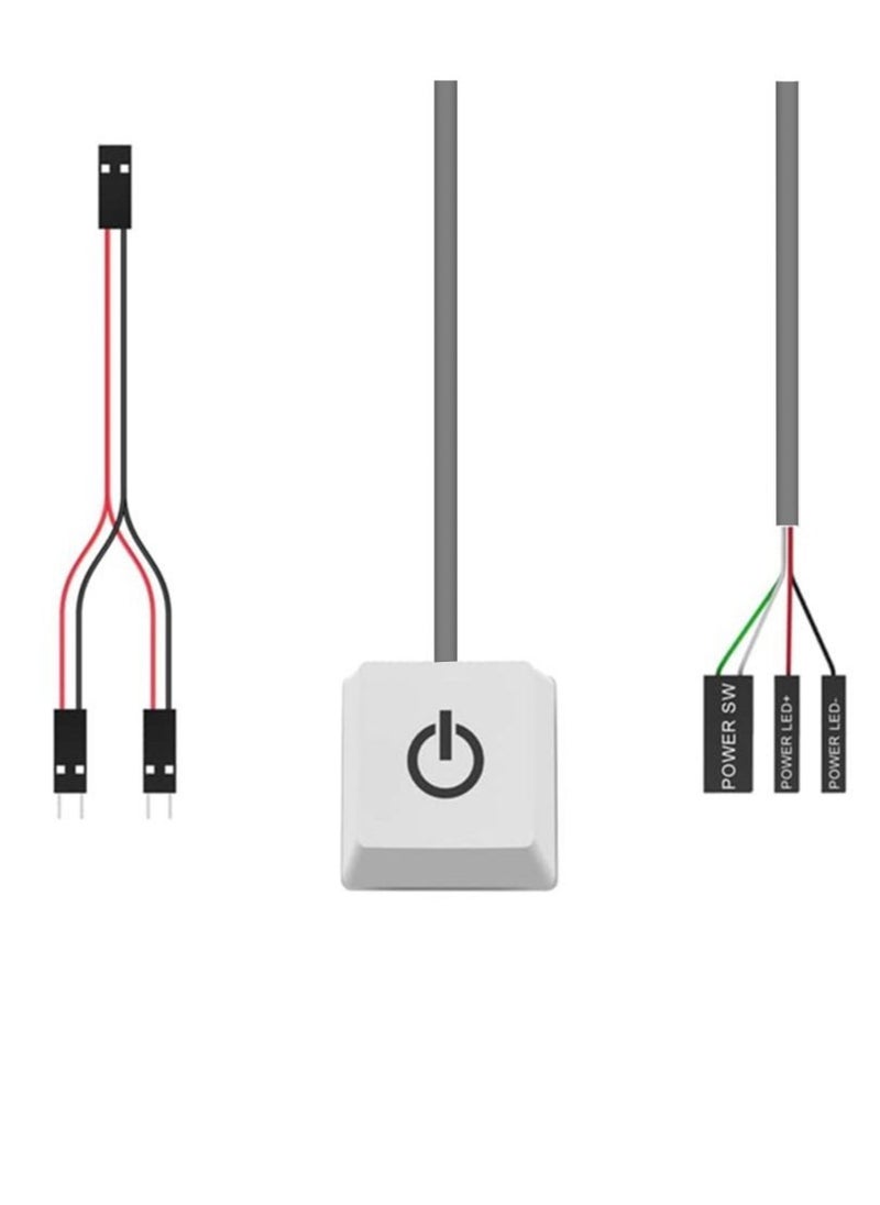 Generic - Computer Desktop Switch 2M Portable LED Lights Computer Desktop Switch PC External Start On Off Button Extension Cable RGB Light - Image 1