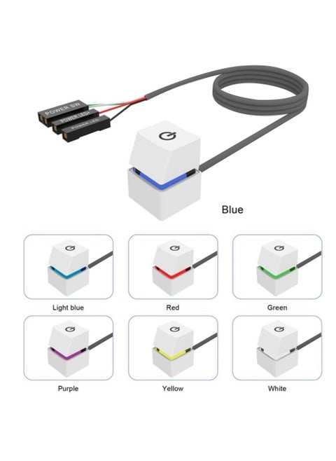 Computer Desktop Switch 2M Portable LED Lights Computer Desktop Switch PC External Start On Off Button Extension Cable RGB Light