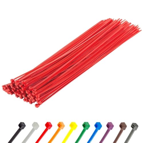 GTSE 14 Inch Red Zip Ties, 100 Pack, 50lb Strength, UV Resistant Long Nylon Cable Ties, Self-Locking 14" Tie Wraps - Image 1