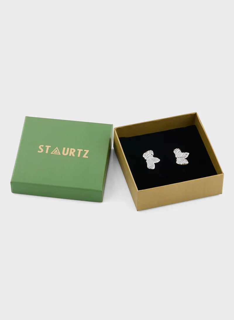Staurtz Half Flower Earrings - Silver