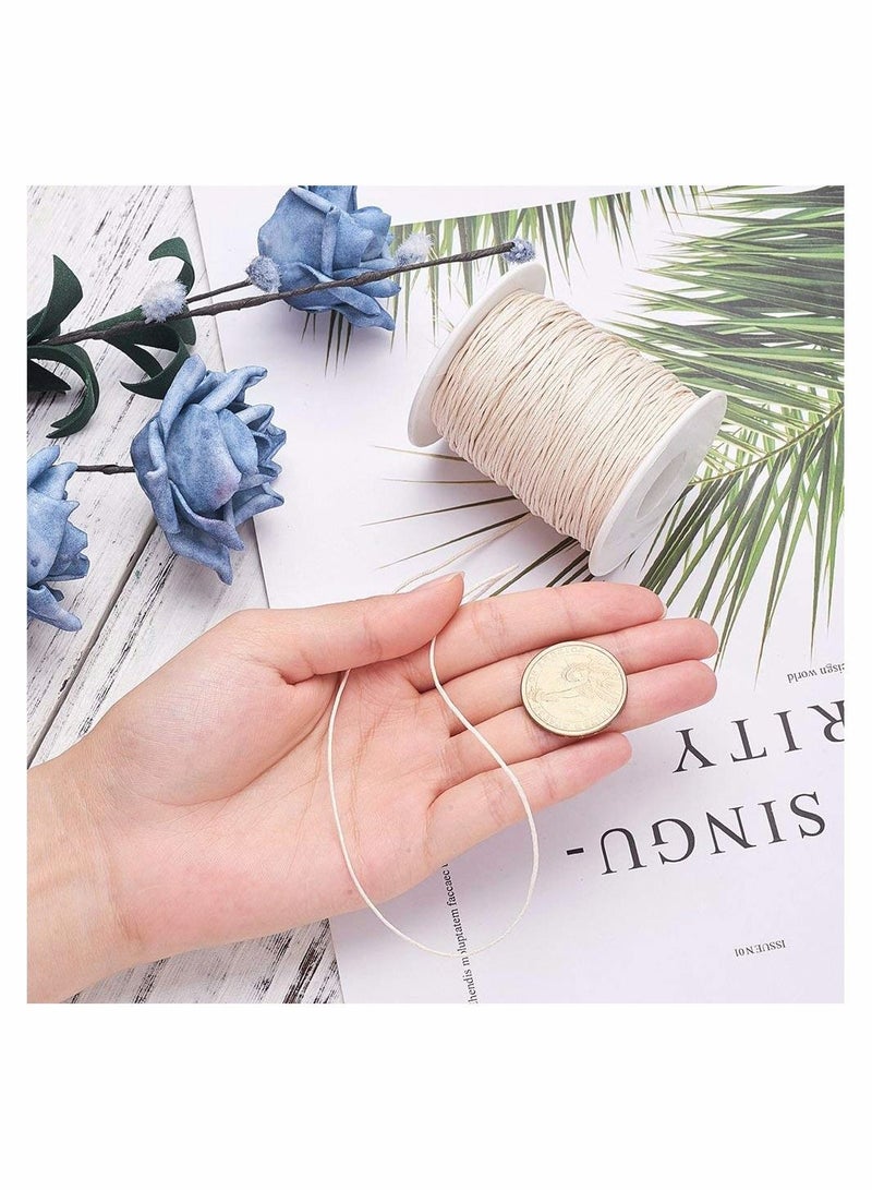 SYOSI 1 Roll 1mm 100 Yards Waxed Cotton Cord Thread Beading String For Jewelry Making Crafting Beading Macrame 1mm - 100 Yards Beige - Image 4