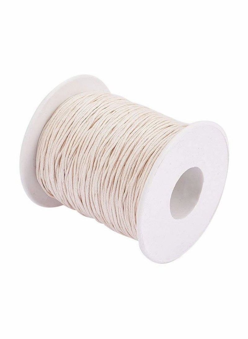 SYOSI 1 Roll 1mm 100 Yards Waxed Cotton Cord Thread Beading String For Jewelry Making Crafting Beading Macrame 1mm - 100 Yards Beige - Image 1