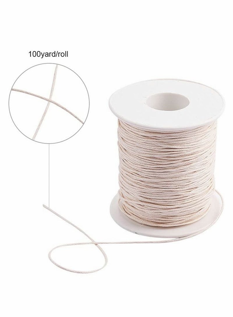 SYOSI 1 Roll 1mm 100 Yards Waxed Cotton Cord Thread Beading String For Jewelry Making Crafting Beading Macrame 1mm - 100 Yards Beige - Image 5