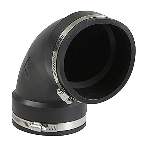 SUPPLYGIANT Supply Giant 6I77 Flexible Elbow Coupling with Stainless Steel Clamps, 4.5" Inner Diameter for 4" Nominal Pipe, Black - Image 1