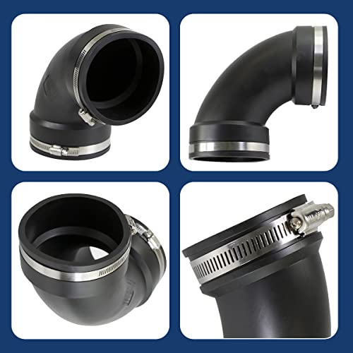 SUPPLYGIANT Supply Giant 6I77 Flexible Elbow Coupling with Stainless Steel Clamps, 4.5" Inner Diameter for 4" Nominal Pipe, Black - Image 4