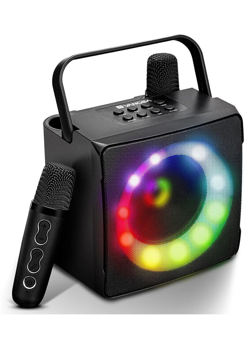 Machine with 2 Wireless Microphone, Bluetooth Portable Karaoke Speaker for Kids Adults, Party Karaoke Speaker with Led Light, Supports TF USB AUX BT Karaoke for Christmas Birthday Gift - Image 1