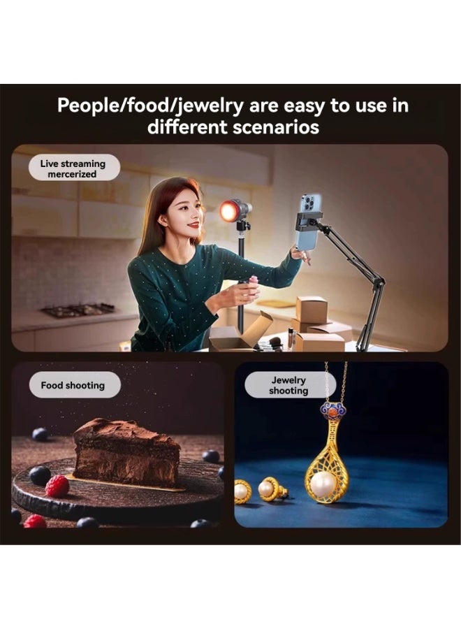 كيبول كشاف تسليط الضوء على الشعر بقوة 600 واط، إضاءة خلفية، إضاءة محيطية، إضاءة تصوير، 3 ألوان قابلة للتعديل، حامل بطول 2.1 متر، جهاز تحكم عن بعد، فلاتر، حقيبة تخزين - Image 3