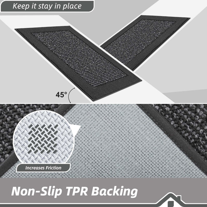 BEQHAUSE Kitchen Rugs and Mats Set of 2 Non-Slip Kitchen Mats for Floor, Absorbent and Stain Resistant Kitchen Runner, Machine Washable Rugs for Kitchen, Laundry & Sink, 20"x32"+20"x48", Charcoal - Image 4