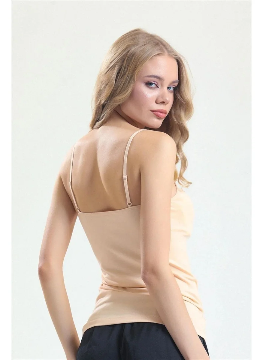 Magic Form 4025 Women's Combed Cotton Fabric Adjustable Rope Strap Long Undershirt