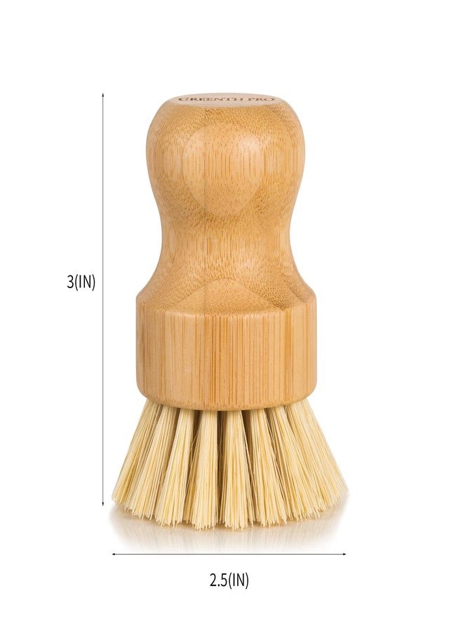 GREENTH PRO Bamboo Dish Brush-2 Pack Nature Sisal Scrubber Brush with Ceramics Holder-Wooden Brush for Pot,Dish and Vegetables - Image 2
